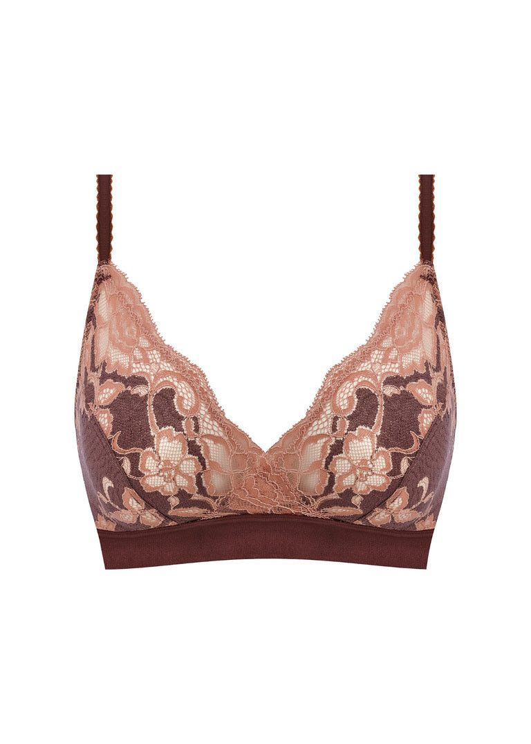 Florilege non wired bralette - Chocolade/Burlwood